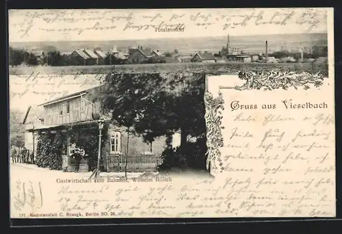 AK Vieselbach, Gasthaus zum Bahnhof, Totalansicht