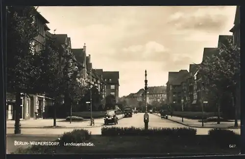 AK Berlin-Wilmersdorf, Landauerstrasse, von einer Anlage aus gesehen