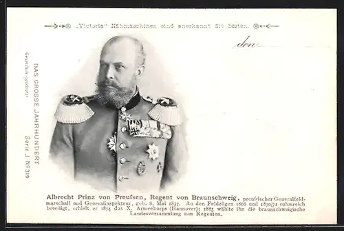 AK Albrecht Prinz von Preussen, Regent von Braunschweig