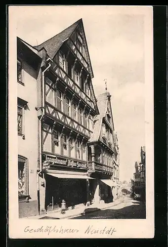 AK Marburg, Blick auf Geschäftshaus Neustadt