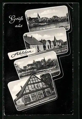 AK Ahlden / Aller, Grosse Strasse, Schloss, Geschäftshaus Rotermund
