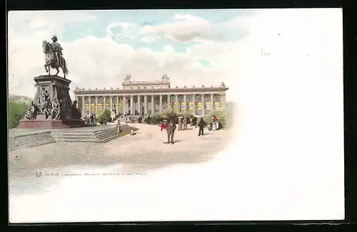 Lithographie Berlin, Lustgarten, Museum und Denkmal Friedrich Wilh. III.