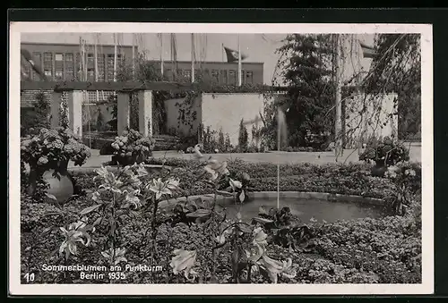 AK Berlin, Sommerblumen am Funkturm 1935, Ausstellungsgelände
