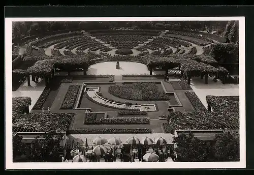 AK Essen, Grugapark, Blick vom Radioturm auf Pergolagarten, Dahlienarena und Botanischer Garten, Luftbild