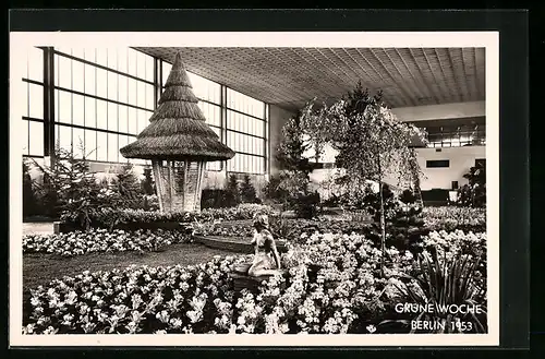 AK Berlin, Grüne Woche 1953, Blumenhalle