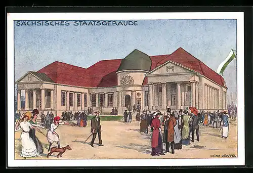 Künstler-AK Leipzig, Intern. Baufachausstellung mit Sonderausstellungen 1913, Sächsisches Staatsgebäude