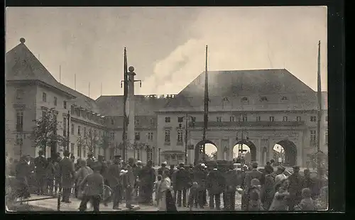 AK Leipzig, Weltausstellung für Buchgewerbe und Graphik 1914, Brand des Verwaltungsgebäudes 1914