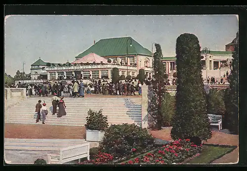 AK Leipzig, Welt-Ausstellung für Buchgewerbe und Graphik 1914, Grosse Terrasse mit Haupt-Cafè