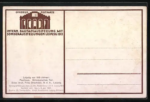 Künstler-AK Leipzig, Internationale Baufachausstellung mit Sonderausstellungen 1913, Partie Alt-Leipzig