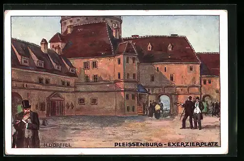 Künstler-AK Leipzig, Intern. Baufachausstellung mit Sonderausstellungen 1913, Pleissenburg, Exerzierplatz