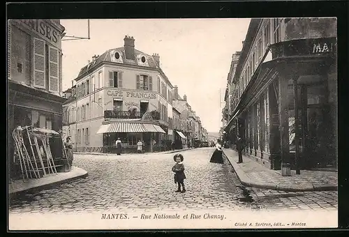 AK Mantes, Rue Nationale et Rue Chanzy, Café Francais