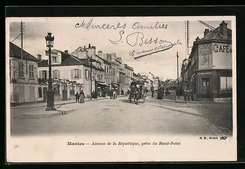AK Mantes, Avenue de la République, prise du Rond-Point