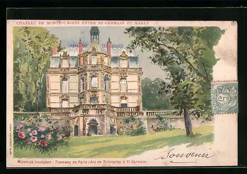 Lithographie St-Germain, Chateau de Monte-Cristo entre
