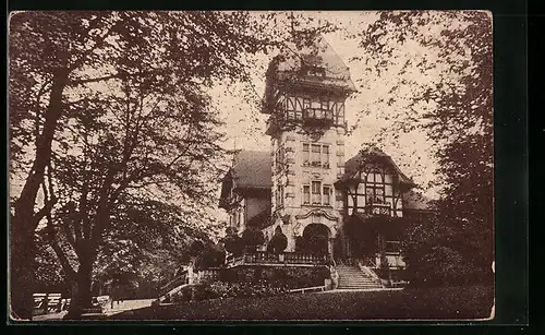 AK Hof /Saale, Gasthaus und Turm Theresienstein, Wirtschaftsgebäude