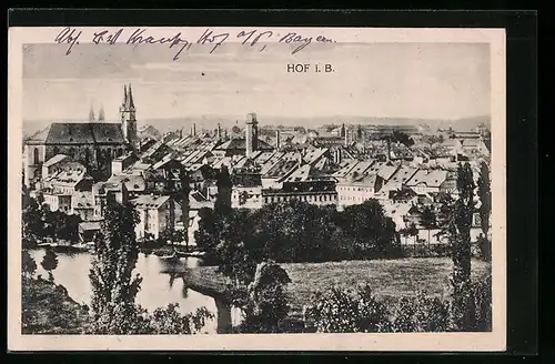 AK Hof i. B., Teilansicht der Stadt