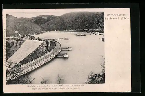 AK Gemünd /Eifel, Die Urft-Talsperre aus der Vogelschau