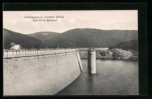 AK Gemünd /Eifel, Die Urfttalsperre, Blick auf die Sperrmauer