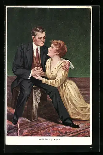 Künstler-AK Ruab Gnischaf: Mann hält die Hand seiner Liebsten