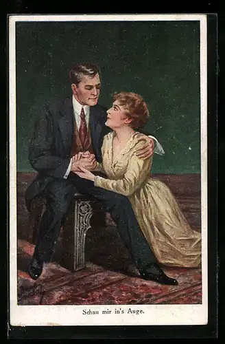 Künstler-AK Ruab Gnischaf: Mann hält die Hand seiner Liebsten