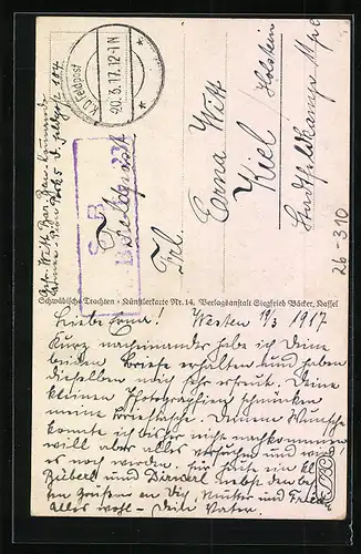 Künstler-AK Emil Beithan: Schwäbische Trachten, Abschied