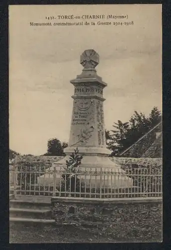 AK Torcé-en-Charnie, Monument commémoratif de la Guerre 1914-1918