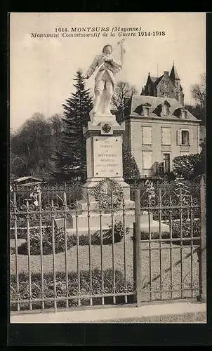 AK Montsurs, Monument Commémoratif de la Guerre 1914-1918