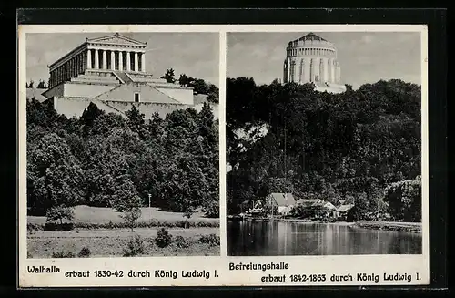 AK Walhalla, erbaut 1830-42 durch König Ludwig I, Befreiungshalle erbaut 1842-1863