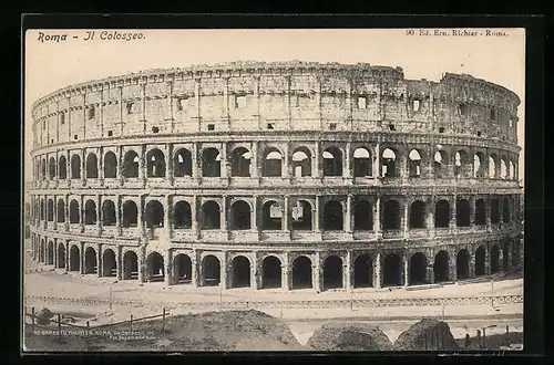 AK Roma, anfiteatro Flavio o colosseo eretto da Flavio Vespasiano ed inaugurato de Tito nell'80