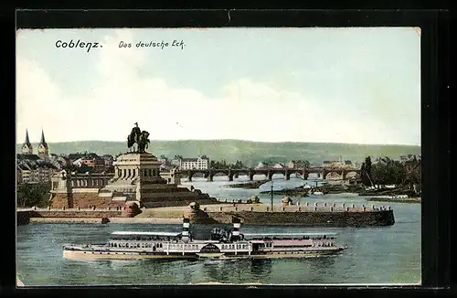 AK Rheindampfer vor dem deutschen Eck