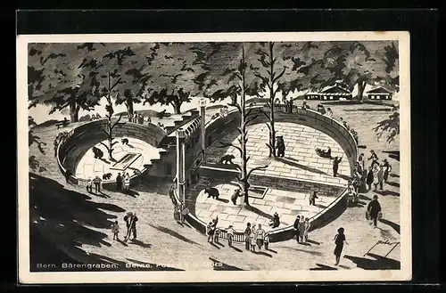 AK Bern, Blick in den Bärengraben