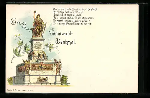 Lithographie Rüdesheim, Niederwald-Denkmal