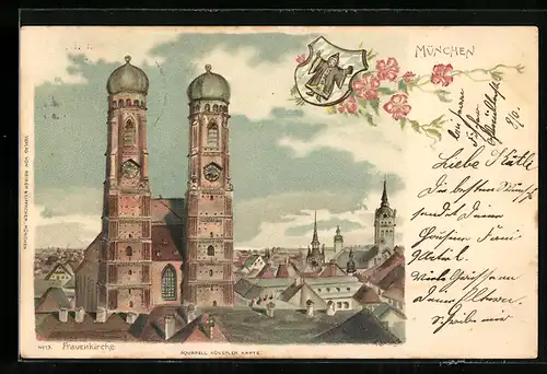 AK München, Teilansicht mit Frauenkirche