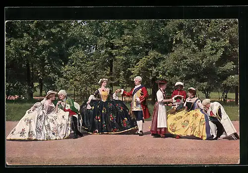 AK Trachten am Hofe August III. um 1740, Meissner Porzellan