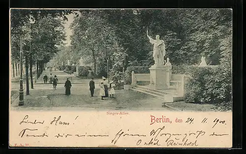 AK Berlin-Tiergarten, Sieges-Allee mit Standbildern