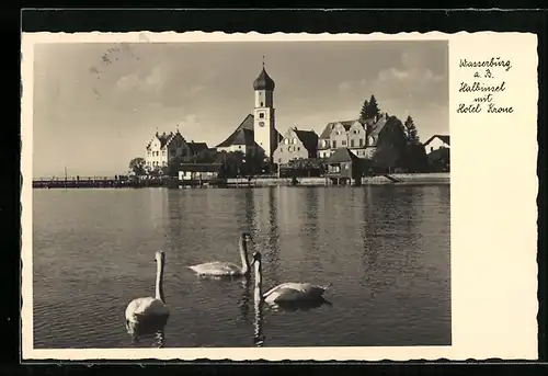 AK Wasserburg a. B., Ansicht der Halbinsel mit Hotel Krone