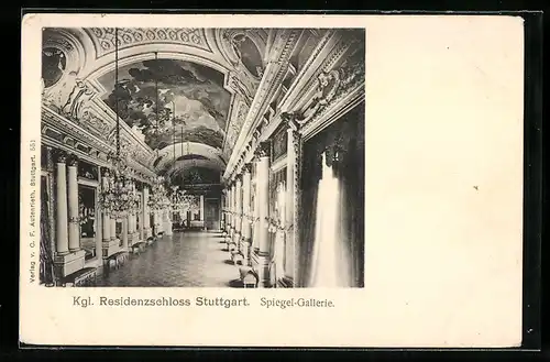 AK Stuttgart, Kgl. Residenzschloss, Spiegel-Galerie