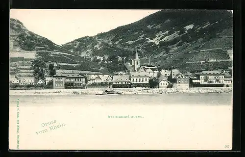 AK Assmannshausen /Rhein, Uferpartie