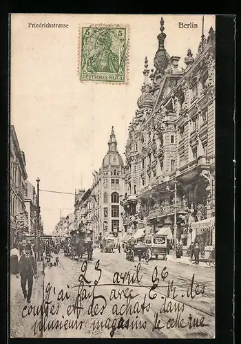 AK Berlin, Friedrichstrasse mit Geschäften