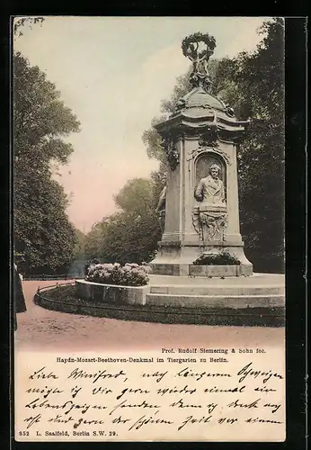 AK Berlin, Haydn-Mozart-Beethoven-Denkmal im Tiergarten