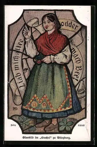 Künstler-AK Heinz Schiestl: junge Frau mit erhobenem Zeigefinger