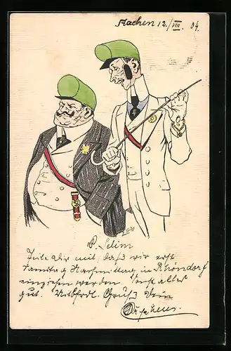 Künstler-AK Ernst Schlemo: Zwei Studenten unterhalten sich, studentische Szene