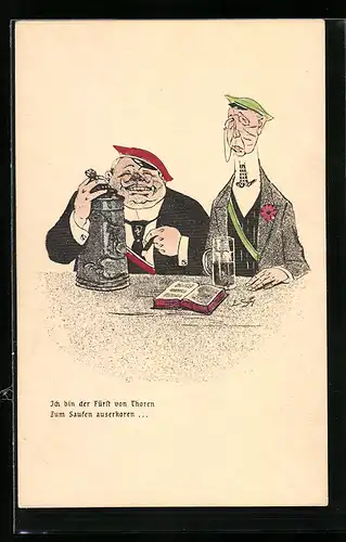 Künstler-AK Burschenschaftler betrinken sich in einer Gastwirtschaft