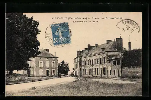 AK Airvault, Place des Promenades, Avenue de la Gare