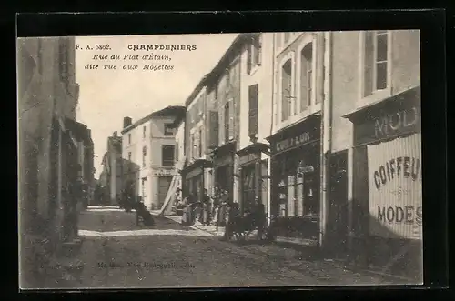 AK Champedeniers, Rue du Plat d`Étain, dite rue aux Mogettes, Strassenpartie