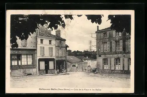 AK Celles-sur-Belle, Coin de la Place et les Halles