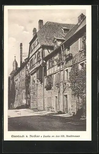 AK Eberbach a. Neckar, Strasse an der östlichen Stadtmauer