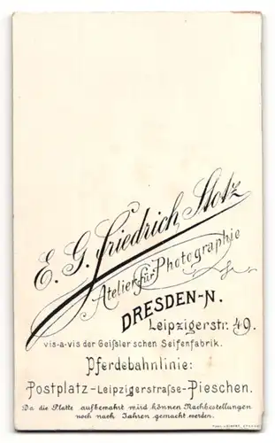 Fotografie E. G. Fr. Stolz, Dresden, Portrait stattlicher Herr mit Oberlippenbart