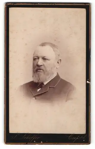 Fotografie P. Schiffer, Krefeld, Portrait älterer Herr mit Vollbart im Anzug
