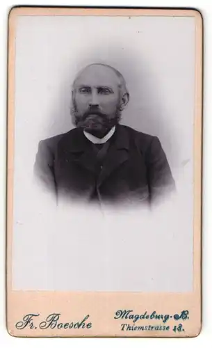 Fotografie Fr. Boesche, Magdeburg-Buckau, Portrait Herr mit Vollbart im Anzug