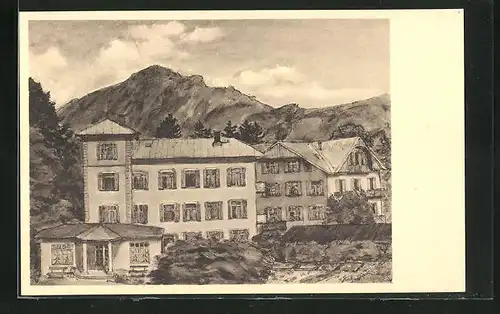 Künstler-AK Bad Reichenhall, Ansicht vom Hotel Marienheim